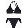 EMPORIO ARMANI Bikini Triangolo Lycra Strutturato+Vita Alta Slip Bikini Nero L