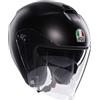 AGV - IRIDES E2206, Casco Moto Jet, Unisex, Assorbimento del Sudore, Visiera Antigraffio e Anti-UV, Matt Black, XS