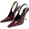 Vertundy Décolleté da Donna con Tacco a Spillo, Eleganti a Punta, Punta Chiusa, Strano Tacco Dorato, Cinturino con Fibbia, per Feste, Matrimoni, spose, Scarpe Primaverili, Vino Rosso, 38.5 EU