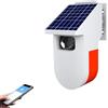 QXMH Allarme con sensore di movimento solare per esterni: luce di allarme stroboscopica con sirena con sensore di movimento, sirena di sicurezza con suono da 100 dB e notifiche tramite app
