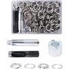 Luabue 100 Sets Occhiello Strumento Kit 18mm Occhielli Metallici con 3pcs Strumento Occhielli Grommet Rondelle per Tela Cerata Teloni Tende Lacci Scarpe Borse in Pelle (18mm)