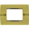 puntoluceled Placca Quadra in tecnopolimero compatibile con BTicino Living Light 3 moduli Oro Lucido - Cornice frontale da incasso cassetta 503