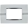 puntoluceled Placca Quadra in tecnopolimero compatibile con BTicino Living Light 3 moduli Cromo Lucido - Cornice frontale da incasso cassetta 503