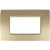puntoluceled Placca Quadra in tecnopolimero compatibile con BTicino Living Light 4 moduli Oro - Cornice frontale da incasso cassetta 504