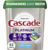 Cascade Platinum ActionPacs - Detersivo per Lavastoviglie, 62 Pacchi Freschi, Senza Fosfati