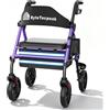 ByteTecpeak R4 deambulatore pieghevole con seduta, girello per anziani,altezza regolabile in 5 livelli su sedile e maniglie, Deambulatori a 4 ruote, Con borsa della e freni, portata 100KG (Viola)