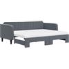 vidaXL Letto da giorno allungabile con materassi grigio scuro 90x200 cm in velluto