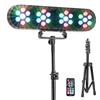 Party Light & Sound - FUNLED - Spettacolo di luci con 4 effetti su stativo telescopico - 4 PAR di 7 LED da 1 W ciascuno - Telecomando - Effetto strobo - Stativo incluso con altezza regolabile