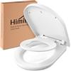 Himimi Sedile WC per famiglia con abbassamento automatico, funzione Quick Release per un facile montaggio e pulizia, sedile WC a forma di D con seggiolino per bambini, portata fino a 170 kg, coperchio