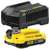 Stanley - FatMax STANLEY FATMAX Caricabatterie V20 agli Ioni di Litio 18V 2A Con Adattatore e Batteria 2AH - SFMCB121D1-QW