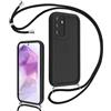 Coalbooliy Cover per Samsung Galaxy A55 5G 6,5 con Cordino per Cellulare, Custodia Silicone con Regolabile Collana Sottile Morbida Case Protezione della fotocamera Antiurto con Necklace, Nero