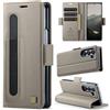 XKchatpt Custodia a portafoglio per Samsung Galaxy Z Fold 6, custodia in pelle PU con portapenne, custodia per telefono con [blocco RFID][3 porta carte] copertura protettiva antiurto (Grigio)