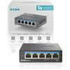 D-Link - Interruttore di gioco non gestito a 5 porte da 2,5 GB con 5 x 2,5 G - Multi-Gig, Rete, senza ventola, Plug & Play (DMS-105), colore nero