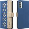 BLOTECH Pizzo Traforato Cover per Samsung Galaxy A23/M23/M13 4G Cellulare PU Cuoio Pizzo Traforato Portafoglio Custodia Libro Elegante 3 Porta Carte Flip Wallet Case per Samsung Galaxy A23/M23/M13 4G - Blu