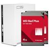QNAP TS-233-24WD-US NAS domestico a 2 alloggiamenti con capacità di archiviazione di 4 TB, bundle HDD preconfigurato RAID 1 WD Red Plus, con porte 1GbE