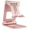 TooQ PH-KEOPS-OCASO - Supporto da tavolo regolabile per telefono/tablet fino a 10, rosa vellutata.