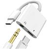 zoyuzan Adattatore USB C a Jack 3.5mm 2in1 per Apple iPhone15 Pro MAX Plus Mini per iPad Compatibile con Samsung DAC Cuffie Tipo C Cavo Caschi Audio Ausiliare Auto Accessori Microfono Caricatore Dongle