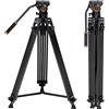 K&F CONCEPT Treppiede Video 184cm, Treppiede Fotocamera con Testa Fluida | Cavalletto Video, Alluminio con Piastra Sgancio Rapido, Portata 8kg, Compatibile con DSLR/Reflex/Sony/Canon/Nikon, VA3+BV30