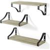 edihome, Mensole da Muro, Set di 3 Livelli, Galleggianti, Scaffali da Parete in Legno Naturale, Decorazione, ideale per Soggiorno, Camera da Letto, Bagno (Noce americano)