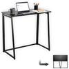 MEUBLE COSY Scrivania per Computer Pieghevole Postazione di Lavoro per Ufficio, Studio, Piccoli Spazi, Facile da Montare, Struttura in Metallo, Nero, 80x44x74cm
