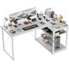JUMMICO Scrivania Angolare a L 140 x 80 cm per Computer con Ripiani e Divisori, Compatta per Studio, Lavoro e Gaming, Ideale per Camera da Letto e Ufficio, Bianca