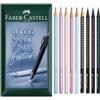 Faber-Castell Set di matite triangolari in grafite, colori pastello, metallizzati e mezzanotte, grado B, confezione da 9 matite in confezione regalo
