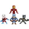 Jada - Confezione da 4 figure Avengers realizzate in metallo pressofuso, Iron Man, Capitan America, Black Panther, Antzman, 7 cm, a partire da 8 anni (253222014)