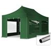 TOOLPORT 3x6m Gazebo Pieghevole con Laterali (finestre panoramiche), Premium Acciaio, Verde Scuro