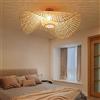 AHQX Retro Plafoniera Luce Di Bambù Naturale Illuminazione Soffitto Rattan Vintage E27 Hand-Woven Pranzo Camera Da Letto Living Room Bar Caffè Lampadari Cucina Luci Pendenti Applique Corridoio,85cm