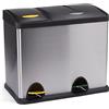 MSV - Cestino a Pedale per Raccolta Differenziata Inox 26L - 1 Cestino Rimovibile da 8L e 18L - Design Moderno, Silenzioso e Anti-Odori - Ideale per Cucina e Esterno