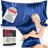 GN Glowy Nights Federa Seta Cuscino 50x80 Certificata da Dermatologi per Pelle e Capelli | Federa in seta per capelli | Massima qualitá 6A, 22 momme | Silk pillowcase (Blu Notte - Bordino Argento)