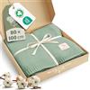 Merle Toys® Premium Coperta Neonato Cotone, 100% Biologica, Copertina Neonato Cotone Estiva e Inverno, Traspirante, Morbida e Termoregolatrice, Certificata GOTS, OEKO-TEX 100, 80x100cm, Verde Salvia