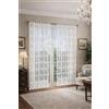 GBiancheria Tenda Pizzo Bianca Alexia con Asole Passabastone, Tendina Ricamata Trasparente Elegante per Cucina Soggiorno Camera da Letto, Bordo Smerlato, Coppia o Pannello, Varie Misure (60x240 cm - 2 Pannelli)
