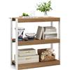 HOMASIS Libreria Aperta a 3 Livelli, Scaffale d'Angolo Industriale con Struttura in Metallo, Libreria da Terra Espositivo per Soggiorno, Studio, Camera da Letto, 90 x 39,5 x 90 cm (Naturale)