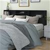 sephironlbb Testiera con ripiani, nero, 220 x 19 x 103,5 cm, in legno, per camera da letto, montaggio a parete, portaoggetti, accessorio per letto, letto matrimoniale, supporto per la schiena