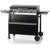 Piastra di Cottura Plancha a Gas 140x54,5x96 cm Potenza 10 kW con Coperchio in Acciaio Nero
