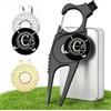 KAIYOCA Strumento di riparazione divot da golf con 2 marcatori a sfera personalizzati e 2 clip magnetiche per cappello, 7 in 1: supporto per mazze/spazzola/pulitore scanalature/apribottiglie
