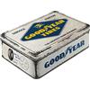Nostalgic-Art Contenitori di latta retrò piatti, Goodyear - Logo White - Idea regalo per amanti di auto e moto, con coperchio, Design vintage, 2,5 l