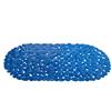 MSV - Tappetino da bagno in PVC con ciottoli - PVC 100% senza ftalati - 68 x 35 cm - Blu scuro - Superficie antiscivolo per sicurezza e comfort - Facile da pulire