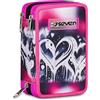 Seven Astuccio Scuola 3 zip PLUMPY LINE GIRL Triplo scomparto