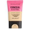 Revolution Beauty London Revolution Conceal and Define Soft Matte Tube Foundation, Fondotinta Coprenza Totale Opaco, F2.5NC, 23ml