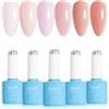 FZANEST Rubber Base Nude Pink Gel Polish Hema-Free, 5 in 1 6 Colors Builder Base Set Milky White Natural French Tip Colors Nail Polish For Nail Thickening Extension Soak Off Gift for Womens