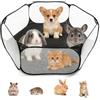 Bcuuozeeing Recinzione per piccoli animali, pieghevole, gabbia per piccoli animali, portatile, traspirante e trasparente, per pulcini, gattini, cuccioli, conigli, criceti, cincillà, nero