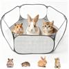 Bcuuozeeing Recinto pop-up per piccoli animali, pieghevole, portatile, traspirante e trasparente, per pulcini, gattini, cuccioli, conigli, criceti, cincillà, grigio