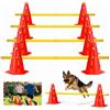 BOYIFEIJIE Set Ostacoli Steccati 10 Coni + 5 Aste - Agility Hurdles Regolabili in Altezza per Sport Canino e Allenamento Calcio - Set Multiuso per Cani, Bambini e Cavalli - Altezza 23 cm, Lunghezza 80 cm