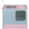 OHMG Lettiera per gatti con coperchio + accessori inclusi pala e tappetino, lettiera chiusa per gatti, grande, XXL, vassoio estraibile (bianco, 45 x 35 x 38 cm)