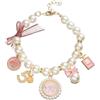 Ymhapp Collare di perle per cani rosa, collana per animali domestici, collana con fiocco da principessa, grazioso collare per cuccioli, gioielli per gatti, cinturino per collo con perle, collari di base per