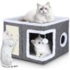 Syvory Cuccia per gatti per interni, pieghevole, cuccia per gatti, lavabile, con una palla giocattolo appesa, un tagliere per gatti, adatto per animali domestici di piccole e medie dimensioni, 41 x 41 x 32
