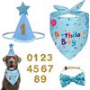 OIXEYA Set per feste di compleanno per cani per ragazzi e ragazze, accessori per il compleanno, bandana e cappello da compleanno, regalo e decorazione per cani di taglia media e grande,blu