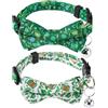 BOXOB 2pz Collare per Gatti per il Giorno San Patrizio, Regolabile Collari Gatti per Feste con Papillon e Campanello Trifoglio Cappello Collare Animali Domestici Portafortuna per Uomo Donna Gattino